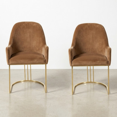 Stull Gold Iesszëmmer Design Textil Still Miwwelen Luxus Lehnstull Nei