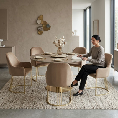 Grupp Set 6x Fauteuil Stull Design Stoff Polster Still Iesszëmmer Textil