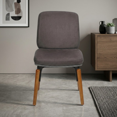 Grau Iesszëmmer Stull Modernen Holzstull Designer Gestofféierten Sëtz Miwwelen