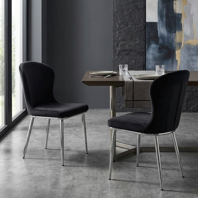 Miwwelen Schwaarz Still Iesszëmmerstull Stull Design Polster Luxus Ariichtung Neu
