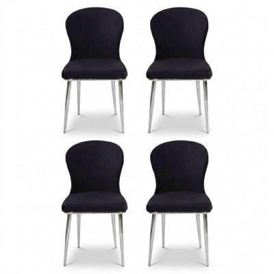 Gruppenset 4x Sesselen Design Stoff Polsterstill Esszëmmer Textil