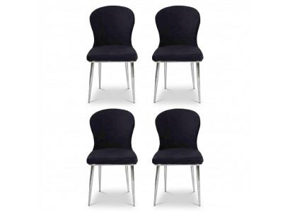 Gruppenset 4x Sesselen Design Stoff Polsterstill Esszëmmer Textil