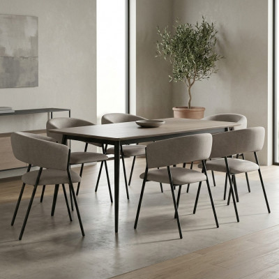 Iesszëmmer Gro Textil Grupp Set 4x Fotell Stull Design Stoft Polster Still
