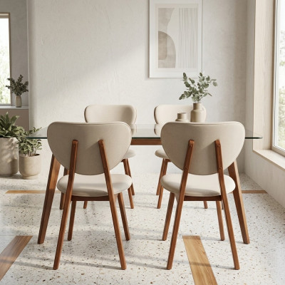 Modernt Iesszëmmerstull Wäiss 4x Still Holzstull Einsëtzer Still nei