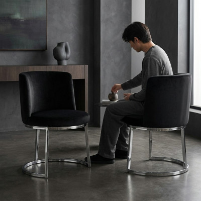 Schwaarzen Designer 2x Still mat Edelstol Féiss Modern Iesszëmmer Still