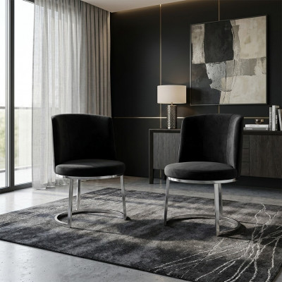 Schwaarzen Designer 2x Still mat Edelstol Féiss Modern Iesszëmmer Still