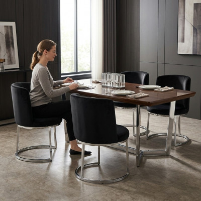 Schwaarz Designer 4x Still mat Edelstol Féiss Modern Iesszëmmer Still