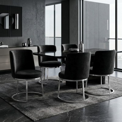 Schwaarz Designer 4x Still mat Edelstol Féiss Modern Iesszëmmer Still