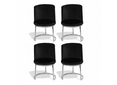 Schwaarz Designer 4x Still mat Edelstol Féiss Modern Iesszëmmer Still