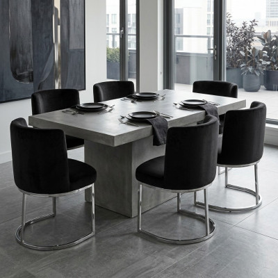 Modern schwaarz Designer 6x Still mat Edelstahl Féiss Iesszëmmerstull