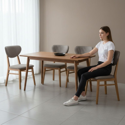 Brongen Holzstull Designer Polstersäll Luxuséiert Iesszëmmer Sëtzmoosselen