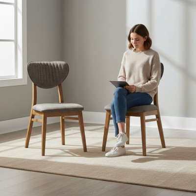 Moderne Stull Gro Polster 2x Stullen Lounge Holz Textil Holz Fauteuil Nei