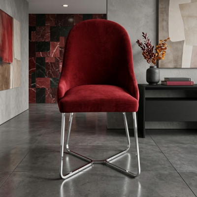 Roude Kichestull Designer Iessstull Luxuséisegen Edelstahl Stull mat Lehnen