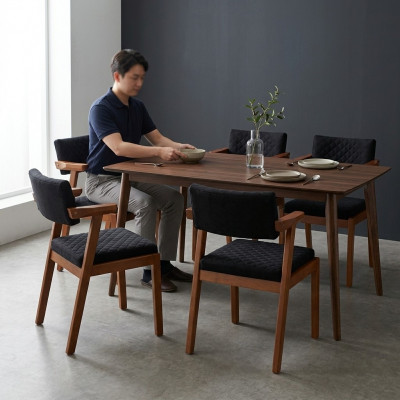 Iesszëmmer-Stull Modern Holz Miwwelen 4x Still Schwaarz Luxus Design Ariichtung