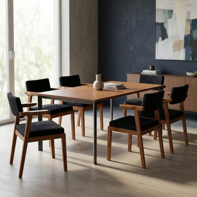 Luxus Iesszëmmer Stull Modern Holz Miwwelen 6x Still Schwaarz Design Ariichtung