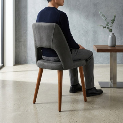 Grau-brongene Designer Holzstull Iesszëmmerstill Luxus Holzgestell