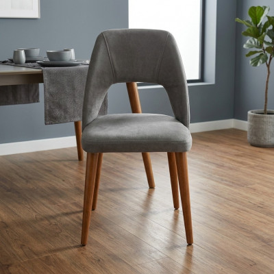 Grau-brongene Designer Holzstull Iesszëmmerstill Luxus Holzgestell