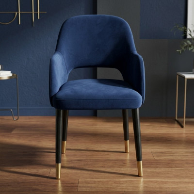 Bloë Polstersëtz Iesszëmmerstull Modern Kichenmiwwelen Designer Holzgestell