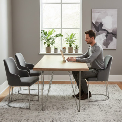 Modern Gro 6x Stull Metall Iesszëmmerstull Designer Miwwelen Luxus Still