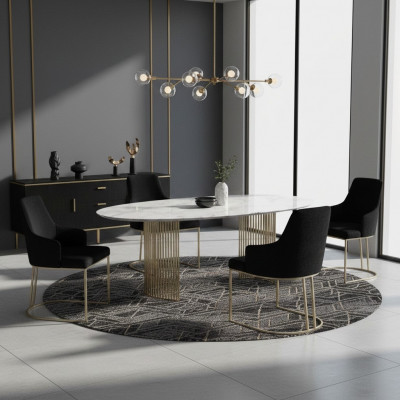 Designer schwaarz 4x Metallstill Luksuriéis Inox Polster Miwwelen