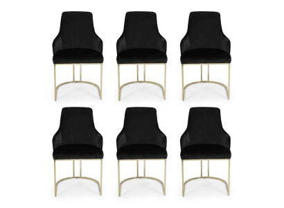 Luxus 6x Still Schwaarz Iesszëmmerstull Designer Miwwelen Modern Still Nei