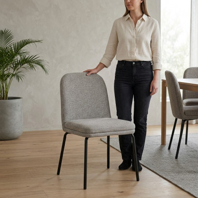 Moderne wäisse Metallstull, Desgner Iesszëmmermiwwel, stilvollen Einsëtzer