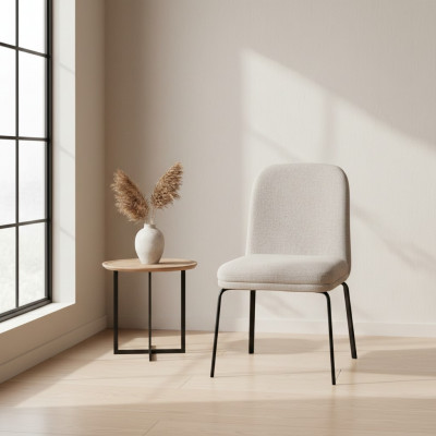 Moderne wäisse Metallstull, Desgner Iesszëmmermiwwel, stilvollen Einsëtzer