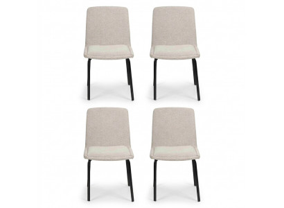 Garnitur Metall Léin Polster Still Iesszëmmer Textil Set 4x Sessell Stull Grupp