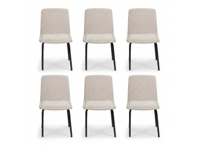 Garnitur Metall Lehn Polster Wäiss Stull Esszëmmer Textil Set 6x Sesselen Stull