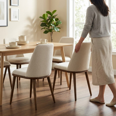 Wäiss Stillset Designer 4x Kichenstillen Luxus Sëtzmiwwelen Holzgestell