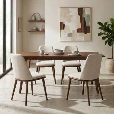 Wäiss Stillset Designer 4x Kichenstillen Luxus Sëtzmiwwelen Holzgestell
