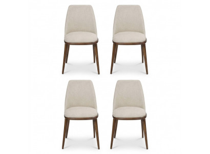 Wäiss Stillset Designer 4x Kichenstillen Luxus Sëtzmiwwelen Holzgestell