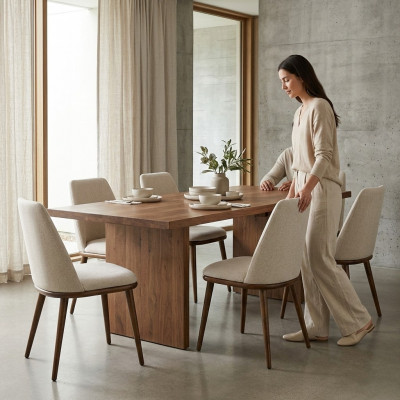 Modern Iesszëmmer Wäiss 6x Still Holz Miwwelen Still Luxus Design Ariichtung