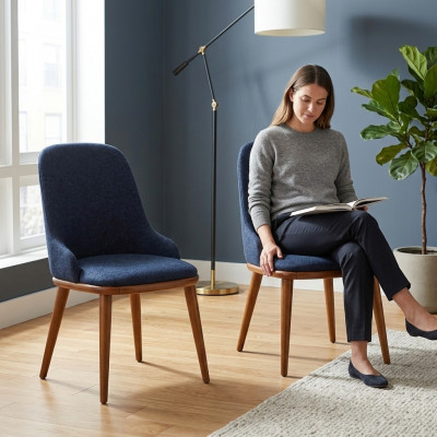 Stilvoll Blaup Esszëmmer Still Designer Ariichtung Stull-Set Miwwelen