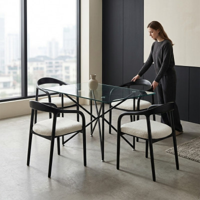 Stylvoll Edelstahl 4x Stillen Iesszëmmer Schwaarz Modern Stull Designer Metall