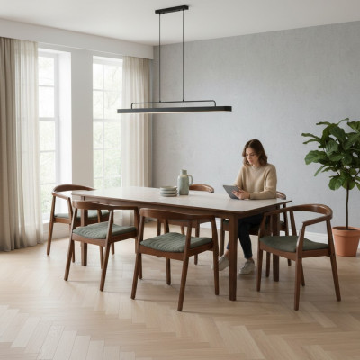 Stull Braun Design Wunnzëmmer Iesszëmmer Holz 6x Still Polster Nei