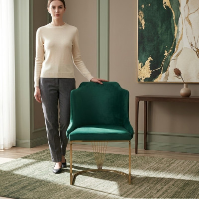 Designer gréngen Iesszëmmerstull Luxus Einsitzer Modern Iesszëmmer Miwwelen
