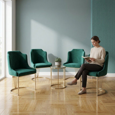 Designer grénge Iesszëmmerstull 4x Still Luxus Eensäizer Moderne Iesszëmmer.