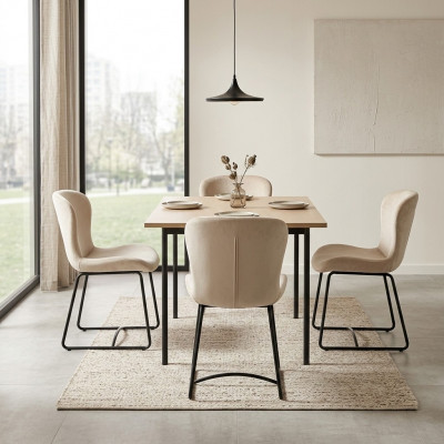 Iesszëmmerstull 4x Still Iesszëmmer Modern Stull Metall Design Wäiss