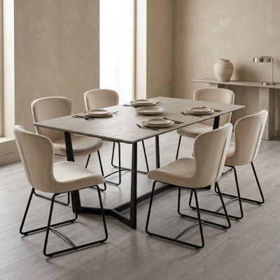 Iesszëmmerstull Wäiss 6x Stullen Iesszëmmer Modern Stullen Metall Design