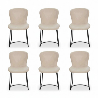 Iesszëmmerstull Wäiss 6x Stullen Iesszëmmer Modern Stullen Metall Design