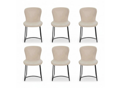 Iesszëmmerstull Wäiss 6x Stullen Iesszëmmer Modern Stullen Metall Design