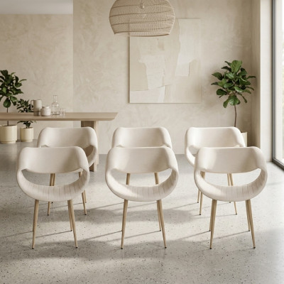 Luxusstull 6x gepolstert Modern Wäiss Stull Stull Iesszëmmer Wunnzëmmer nei
