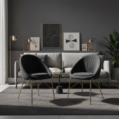 Design schwaarz 2x Still ouni Äermlehnen Iesssall modern Miwwel Luxus nei