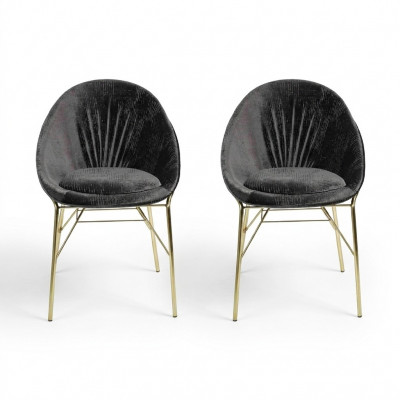 Design schwaarz 2x Still ouni Äermlehnen Iesssall modern Miwwel Luxus nei