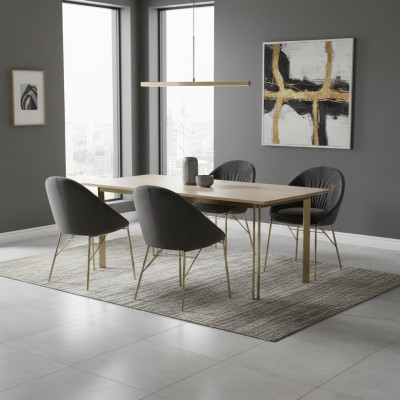 Luxus Design Schwaarz 4x Still Ouni Aarmlehn Iesszëmmer Modern Miwwelen