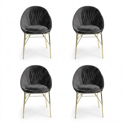 Luxus Design Schwaarz 4x Still Ouni Aarmlehn Iesszëmmer Modern Miwwelen