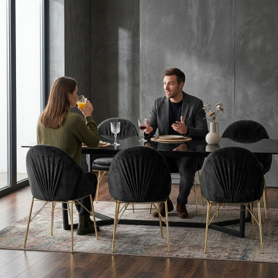 Modernen Design Schwaarz 6x Still Ouni Aarmleen Iesszëmmer Luxus Miwwelen