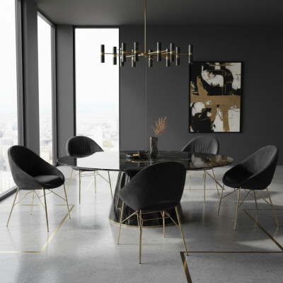 Modernen Design Schwaarz 6x Still Ouni Aarmleen Iesszëmmer Luxus Miwwelen