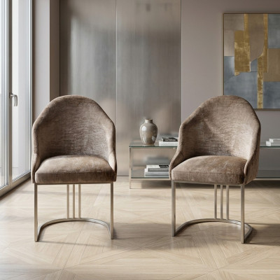 Iesszëmmerstull Luxus Modern 2x Still Textil Design Metall Stull Miwwelen